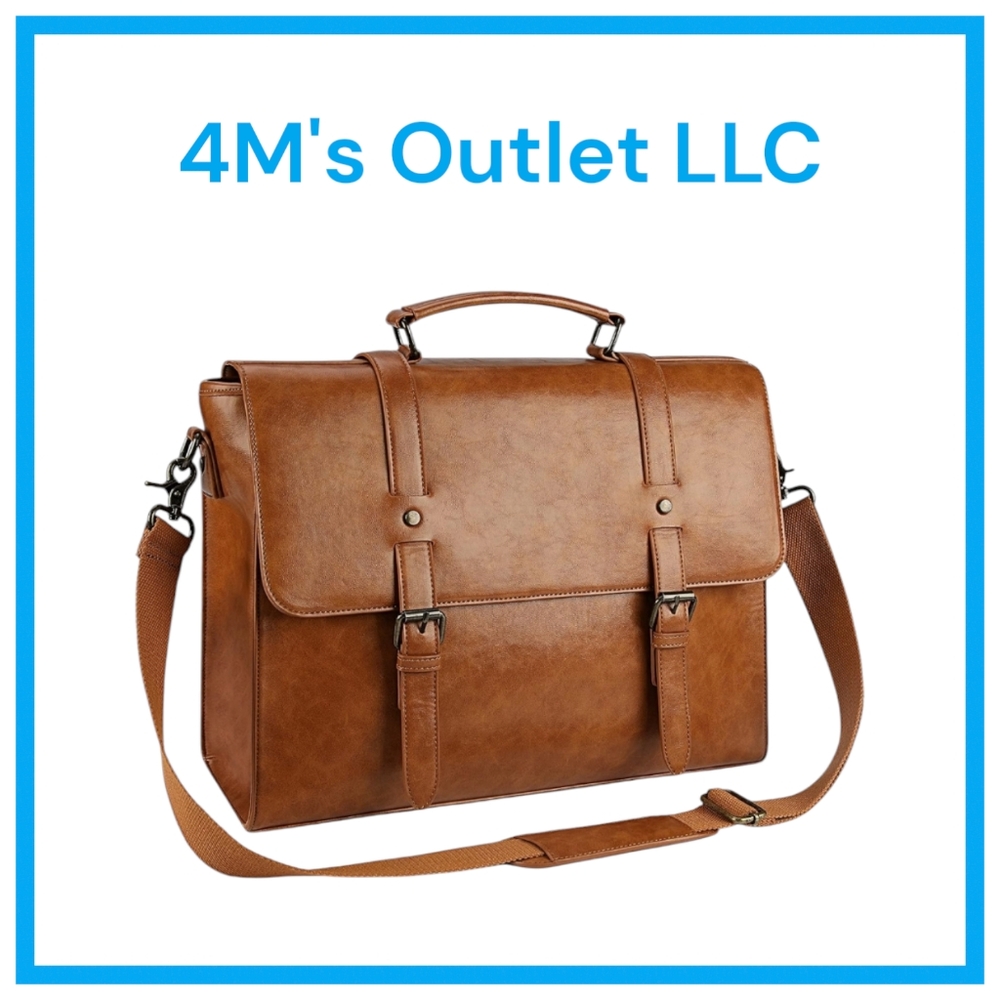 Vintage 15.6 Inch Waterproof Leather Laptop Briefcase Large Satchel Shoulder Bag